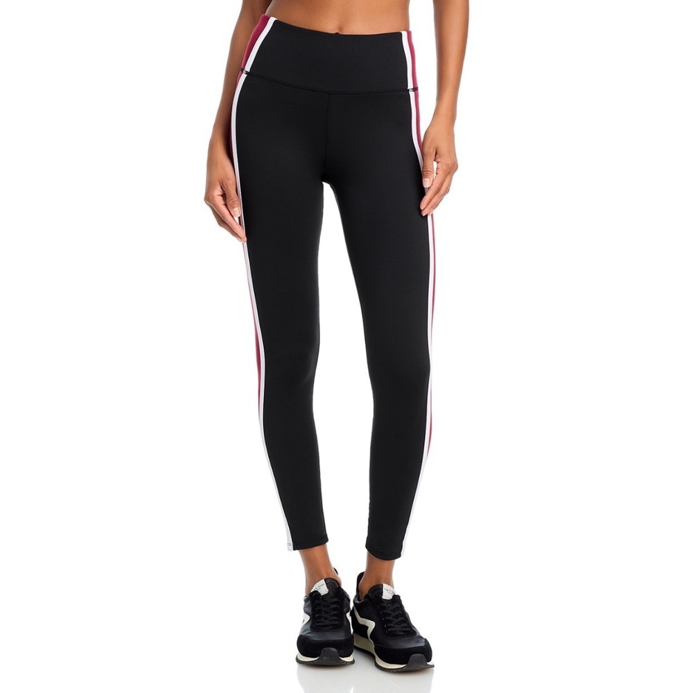 AQUA Toned Out High Rise Leggings Mahogany XL Athletic Side‎ Stripe